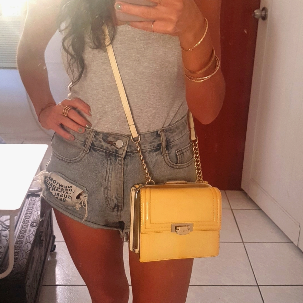 Class by Roberto Cavalli 90s medium shoulder bag in yellow cream.